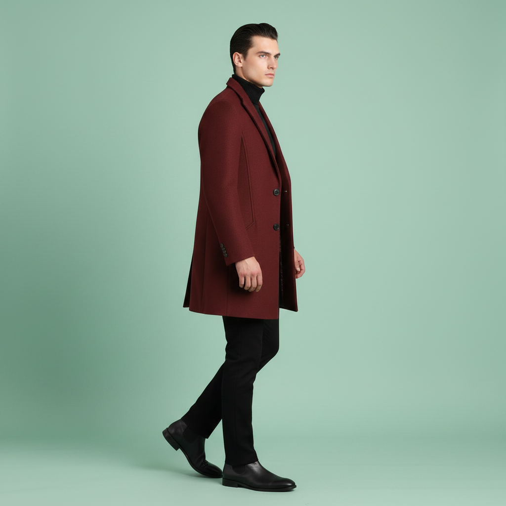 Men's Notched Lapel Overcoat | Stylish Winter Coat