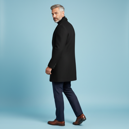 Men's Notched Lapel Overcoat | Stylish Winter Coat