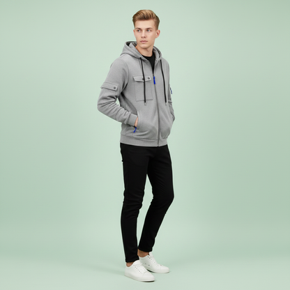 Men's Utility Zip-Up Hoodie | Casual Sweatshirt