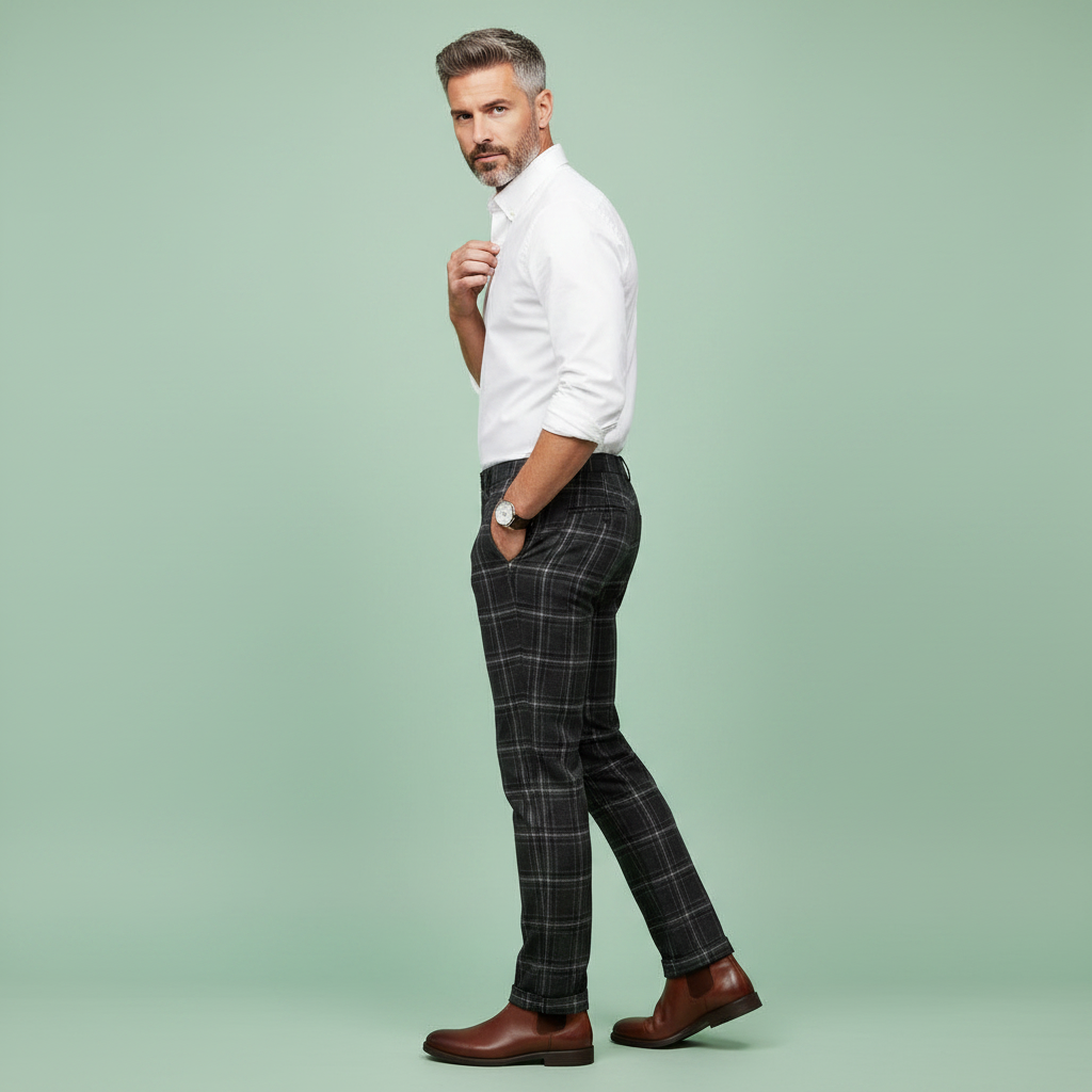 Sasha Checked Chinos | Men's Trousers for Casual Style
