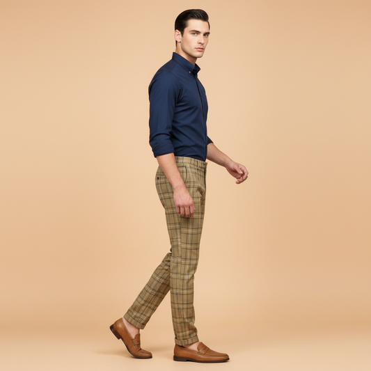 Sasha Checked Chinos | Men's Trousers for Casual Style