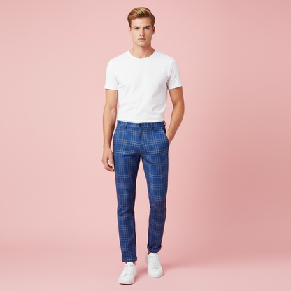 Sasha Checked Chinos | Men's Trousers for Casual Style